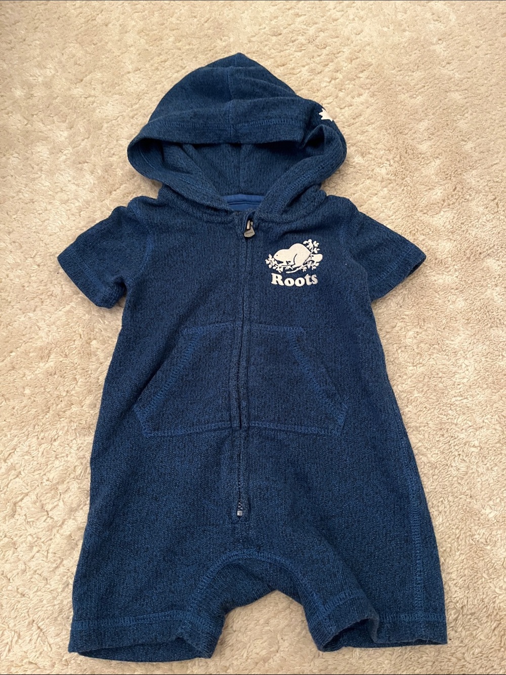 Roots Navy Blue Hooded One-Piece Romper